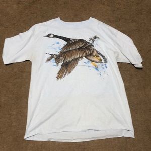 Very vintage single stitch light blue goose hunting shirt
